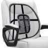 Allextreme Car Back Rest with Wooden Bead and Elastic Belt Mesh Ventilation Lumbar Support Front Rear Breathable Comfort Universal Cushion Pad for Driving Home Office Chair (Grey & Black)
