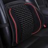 Allextreme Mesh Ventilation Car Back Rest with Wooden Bead and Elastic Belt Lumbar Support Front Rear Breathable Comfort Universal Cushion Pad for Driving Home Office Chair (Red & Black)