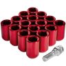 AllExtreme M12x1.5mm Wheel Nuts Open End Steel Aluminum Alloy Extended Lug Nut Set with Key for Cars Wheels Tyres (16Pcs, Red Colour)