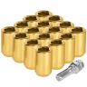 AllExtreme M12x1.5mm Wheel Nuts Open End Steel Aluminum Alloy Extended Lug Nut Set with Key for Cars Wheels Tyres (16Pcs, Gold Colour)