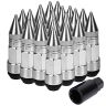 AllExtreme M12x1.5mm Wheel Nuts Close End Steel Aluminum Alloy Extended Lug Nut Set with Spike & Key for Cars Wheels Tyres (20Pcs, Silver Colour)