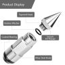 AllExtreme M12x1.5mm Wheel Nuts Close End Steel Aluminum Alloy Extended Lug Nut Set with Spike & Key for Cars Wheels Tyres (20Pcs, Silver Colour)
