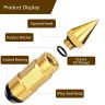 AllExtreme M12x1.5mm Wheel Nuts Close End Steel Aluminum Alloy Extended Lug Nut Set with Spike & Key for Cars Wheels Tyres (20Pcs, Gold Colour)