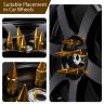 AllExtreme M12x1.5mm Wheel Nuts Close End Steel Aluminum Alloy Extended Lug Nut Set with Spike & Key for Cars Wheels Tyres (20Pcs, Gold Colour)