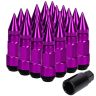 AllExtreme M12x1.5mm Wheel Nuts Close End Steel Aluminum Alloy Extended Lug Nut Set with Spike & Key for Cars Wheels Tyres (20Pcs, Purple Colour)