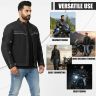 AllExtreme Denim Bike Riding Jacket CE Level 2 Protector Racer Armour with Night Visibility Sticker Shoulder Back Elbow Protection Abrasion Resistance Motorcycle Biker Gear for Men (2XL, Black)