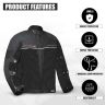 AllExtreme Denim Bike Riding Jacket CE Level 2 Protector Racer Armour with Night Visibility Sticker Shoulder Back Elbow Protection Abrasion Resistance Motorcycle Biker Gear for Men (L, Black)