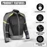 Allextreme SNOWSTORM Bike Riding Jacket CE Level 2 Certified Armour Protector Back Elbows Shoulders Protection Mesh Fabric Motorcycle Rider Gear for Bikers (L, Black & Green)