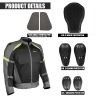 Allextreme SNOWSTORM Bike Riding Jacket CE Level 2 Certified Armour Protector Back Elbows Shoulders Protection Mesh Fabric Motorcycle Rider Gear for Bikers (4XL, Black & Green)