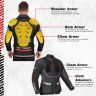 Allextreme RALLY Unisex Motorcycle Riding Jacket Polyester and Mesh Fabric with Back Elbow Shoulder CE Level 2 Certified Armour Chest Protection for Bikers (L, Black)