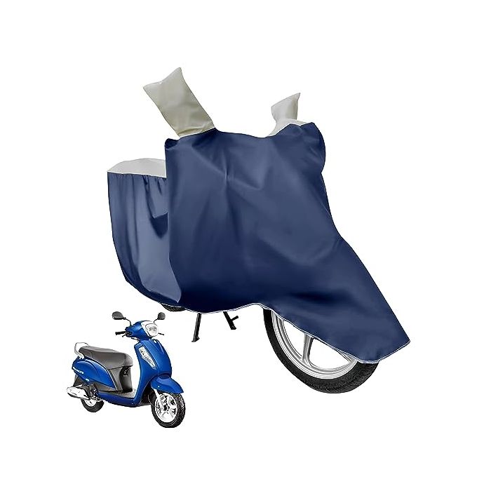 Allextreme M-7015 Full Bike Body Cover Water Resistant Dustproof Rustproof UV Protection Cover Compatible for Splendor Platina Deluxe and Upto Pulsar 180cc Size (Navy Blue & White, Medium)