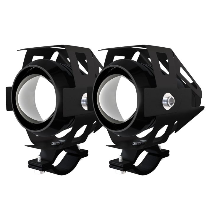 Allextreme EXU5WL2 U5 CREE LED Driving Full Black Fog Light Aluminium Body with Mounting Brackets for All Motorcycles and Cars (20W, White, 2 Pcs)