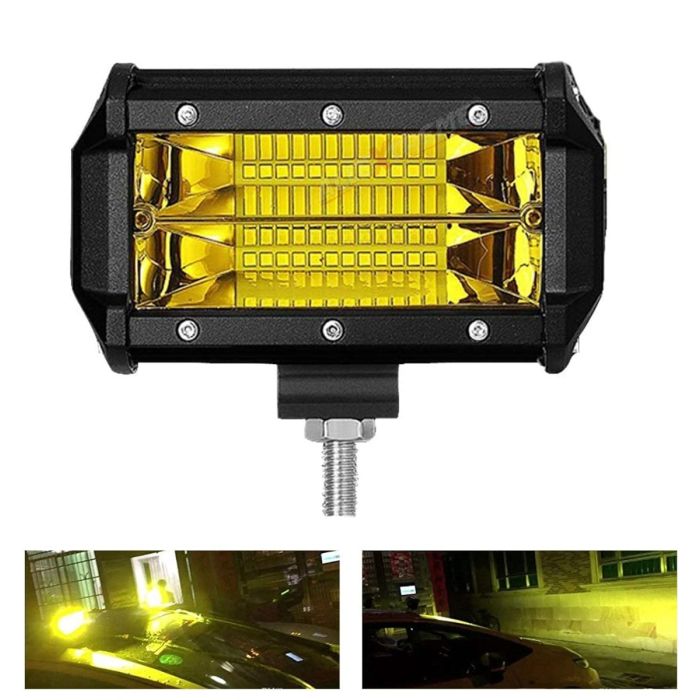 Allextreme EX7IY1P 7 Inch CREE Led Fog Light 24 LED Waterproof Cube Pod Spot Lamp with Mounting Brackets for Cars and Motorcycle (72W, Yellow Light, 1 PC)