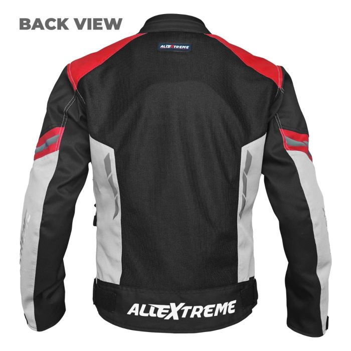 Allextreme TURBO Riding Jacket Mesh Cafe Racer Motorcycle Adventure Bike Accessory Impact Protection Armour All Season Night Visibility Stickers for Men (1 Year Warranty, 3XL, Red)
