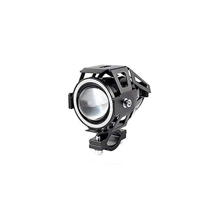 AllExtreme EXU7MB1 U7 Mini CREE LED Fog Light Work Lamp with Hi/Low, Flashing Beam and Blue Angel Eye Ring for Cars and Motorcycles (12W, Blue & White Light, 1 PC)