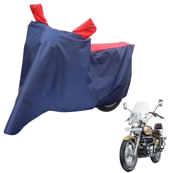 Allextreme XL-7012 Full Bike Body Cover Water Resistant Dustproof Rustproof UV Protection Cover Compatible for Royal Enfield Bullet Avenger Karishma and above Size (Navy Blue & Red, X-Large)