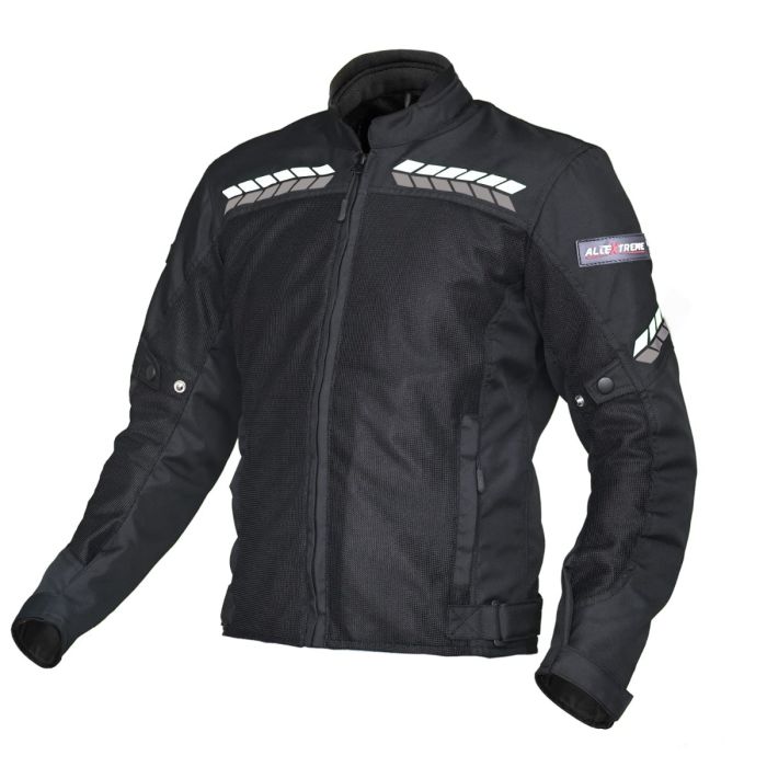 Allextreme SPEEDO Unisex All weather Adult Motorcycle Riding Jacket with Impact Protection Back & Elbow Guard Reflective Stickers and Abrasion Resistance (3XL, Black and White)