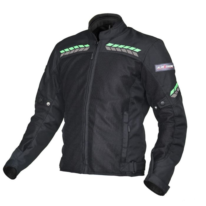 Allextreme SPEEDO Unisex All weather Adult Motorcycle Riding Jacket with Impact Protection Back & Elbow Guard Reflective Stickers and Abrasion Resistance (Medium, Neon Green & Black)