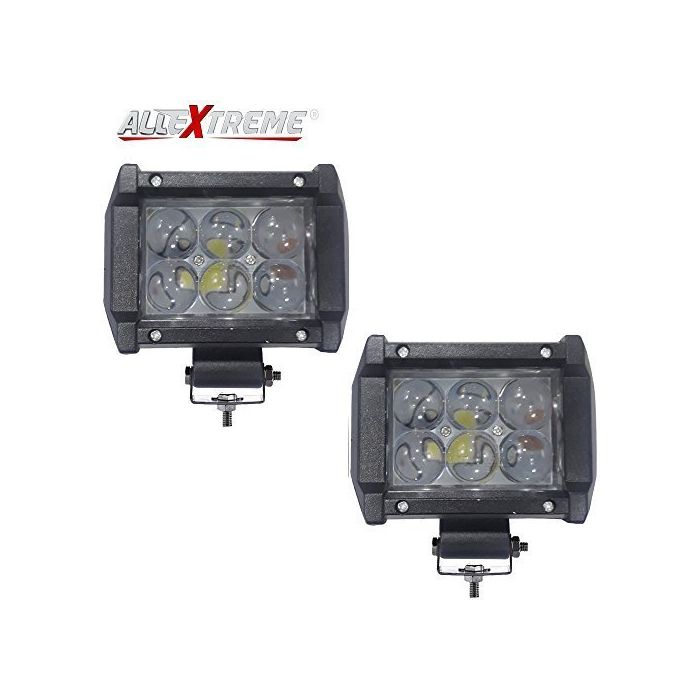 Allextreme EX6OL2P 6 LED Fog Light Bar 4 inch Waterproof High Beam CREE Work Light for Motorcycle Car Truck and Jeep (18W, White Light, 2 PCS)