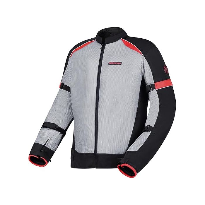 Allextreme SNOWSTORM Bike Riding Jacket CE Level 2 Certified Armour Protector Back Elbows Shoulders Protection Mesh Fabric Motorcycle Rider Gear for Bikers (4XL, Black & Red)