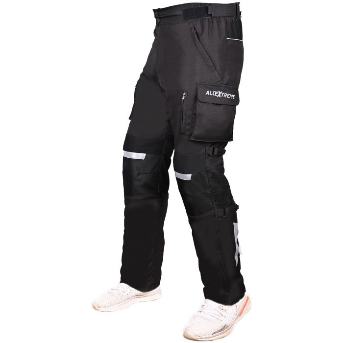 Allextreme TROTTER Bike Riding Pants CE Level 2 Certified Knee-Shin and Level-2 Hip Protectors 600D Polyester All Weather Protection Motorcycle Rider Gears for Men (Black, 4XL)