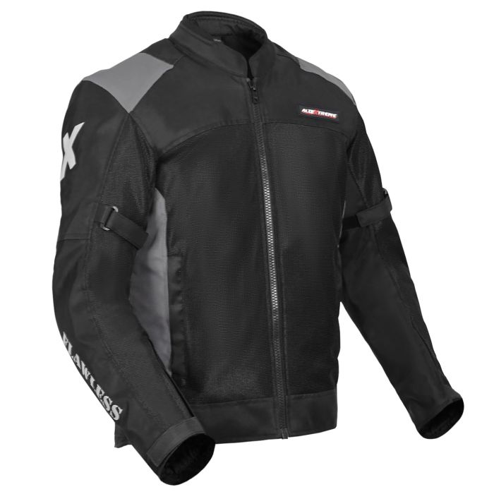 Allextreme FLAWLESS Unisex Riding Jacket CE Level 2 Certified Mesh Fabric Back Shoulder & Elbow Protection Guard and Reflective Stickers Motorcycle Rider Gear for Bikers (XL, Grey & Black)