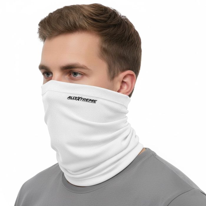 Allextreme Neck Gaiter Bandana for Rider Super Soft Breathable Dryfit Face Mask UV Sun Protection Neck Cover Scarf Headband Balaclava for Biking Hiking Cycling Protective Bike Riding Gear (White)
