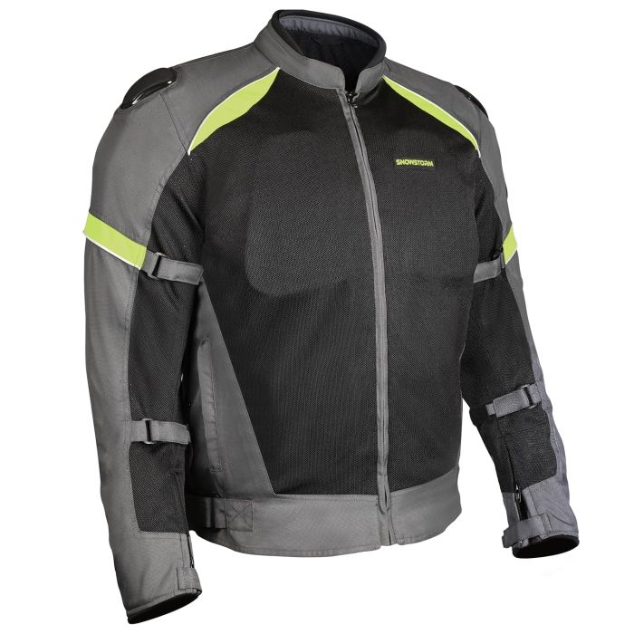Allextreme SNOWSTORM Bike Riding Jacket CE Level 2 Certified Armour Protector Back Elbows Shoulders Protection Mesh Fabric Motorcycle Rider Gear for Bikers (3XL, Black & Green)