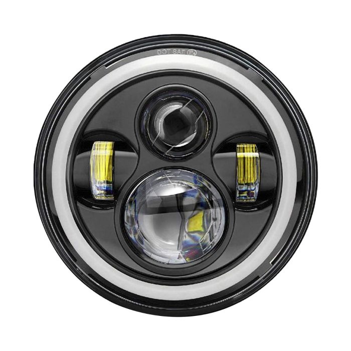 Allextreme 7 Inch Full Ring Round LED Headlight with Hi/Low Beam and Angel Eye Lamp for Harley Davidson Jeep Wrangler (Pack of 1)