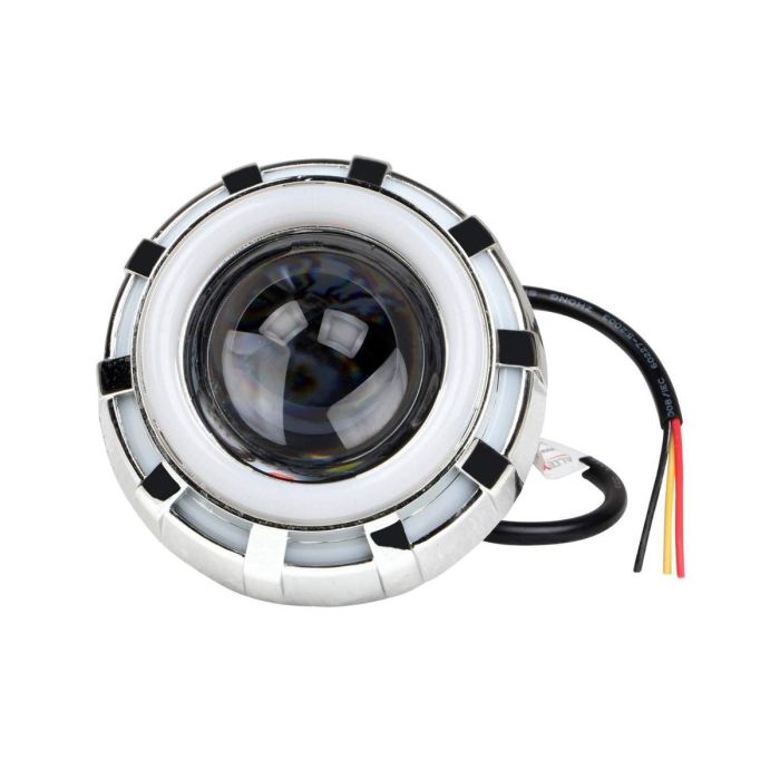 AllExtreme EXDRPRB1 High Intensity Led Projector Lamp Stylish Dual Ring COB LED Headlight with Hi/Low Beam and Flasher Function for All Bikes (Red & Blue, 35W)