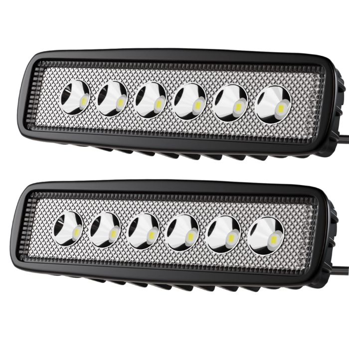 Allextreme EX6I6F2 6 LED Fog Light Bar 6 Inch Waterproof Driving Lamp with Mounting Bracket for Motorcycles and Cars (18W, White Light, 2 PCS)
