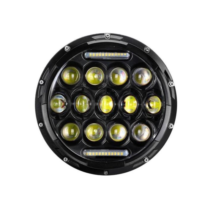 Allextreme EX13H1P 7inch Round Ring 13 LED Headlight with Turn Signal Lights for Jeep Wrangler (12-30V, 75W, Pack of 1)