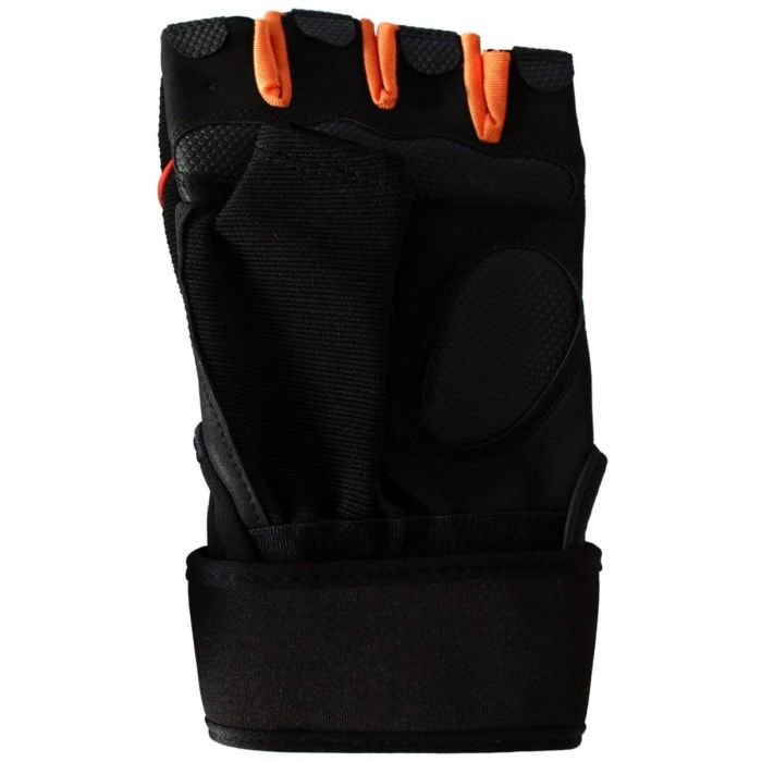 Allextreme Multipurpose Gym and Bike Wrist Half Finger Gloves for Fitness Weightlifting Exercise Sport Cycling (Orange, XL)
