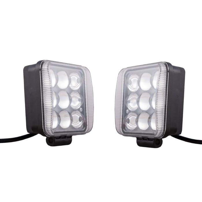 Allextreme EX9LFL2 Universal 9 LED Square Fog Light Flood Auxiliary Lamp for All Bikes Motorcycle Cars and SUV (27W, White Light, 2 PCS)