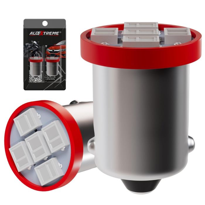 Allextreme EXSMD2R BA9S LED Parking Light Super Bright 5 SMD Interior Pilot License Plate Dome Indicator Lamp Bulb for Car Bike and Motorcycle (2W, Red, 2 PCS)