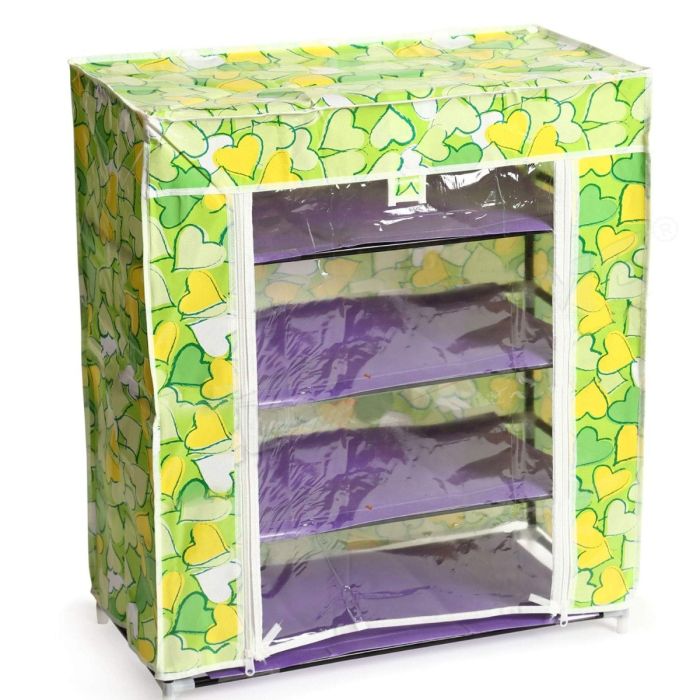 Allextreme Portable Folding 4 Layer and 5 Layer Tier Shoe Rack with Wardrobe Cover (Two Racks) Colors As Per Stock