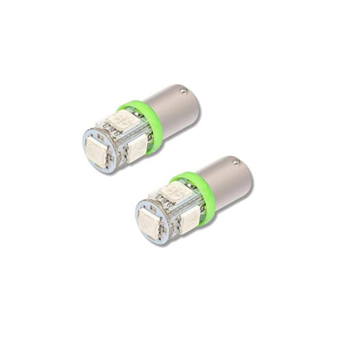 Allextreme EXBA9SW7 BA9S LED Parking Light Super Bright 8 SMD Car Interior License Plate Wedge Dome Trunk Dashboard Bulb for Car Bike and Motorcycle (2W, Green, 2PCS)