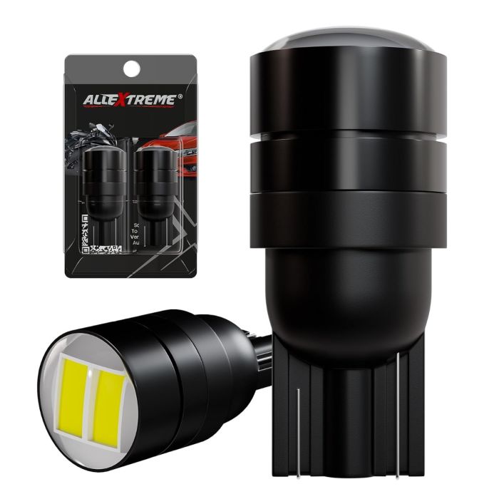 Allextreme EXT104BL Universal T10 LED Parking Light Super Bright Interior Pilot License Plate Dome Indicator Lamp Bulb for Car Bike and Motorcycle (1W, Black, 2 PCS)