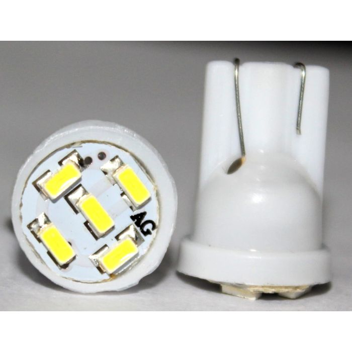 Allextreme 2pcs T10 Wedge 5-SMD 1206 Colouring 7000K LED Bulbs 194 168 175 2825 W5W 158 161 For License Plate Light, Parking Light,(White)