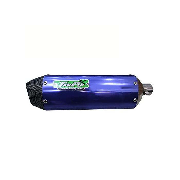 Allextreme EX51SLB 38-51Mm Stainless Steel Triangle Pipe Exhaust Muffler Silencer System with Db Killer Compatible for Modified Scooter (Blue)