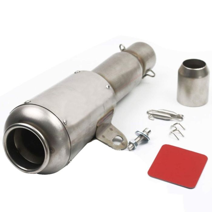 AllExtreme EXLGE51 51mm Inlet Long Launcher Grenade Shape Exhaust Pipe Muffler Silencer Compatible for Scooter Motorbike Dirt Bike ATV Quad Bike (Silver)