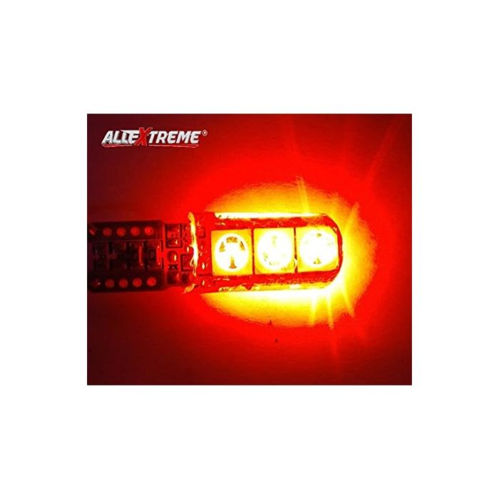 Allextreme EXT10R2R1 Universal T10 LED Parking Light 6 SMD Super Bright Interior Pilot License Plate Dome Indicator Lamp Bulb for Car Bike and Motorcycle (3W, Red, 2 PCS)