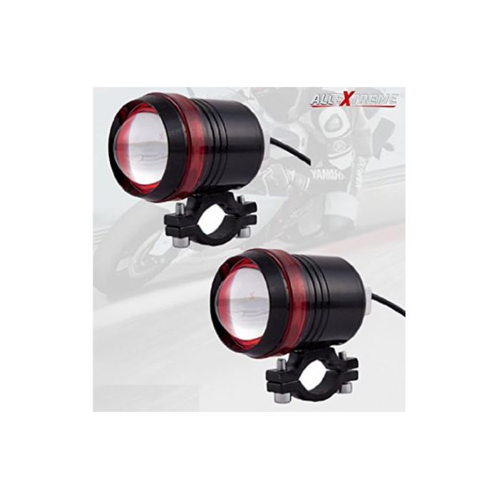 Allextreme EXU3R2P U3 CREE LED Fog Light Universal Waterproof Headlamp with Mounting Brackets for Motorcycle and Cars (9W, White & Red Light, 2 PCS)
