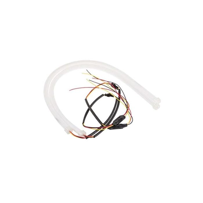 Allextreme 2Pcs 60Cm (24") Car Headlight Led Tube Strip, Flexible Drl Daytime Running Silica Gel Strip Light,(Yellow- White)