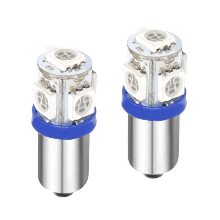 Allextreme EXBA9SB1 BA9S LED Parking Light Super Bright 5 SMD Car Interior License Plate Wedge Dome Trunk Dashboard Bulb for Car Bike and Motorcycle (2W, Blue, 2 PCS)