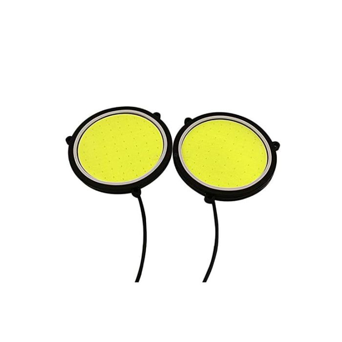 Allextreme EXRDL2P 72mm Round COB LED Switchback Daytime Running Light Compatible with All Cars (Set of 2) (Yellow)