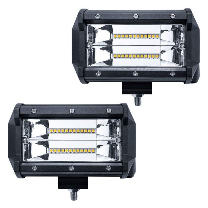 AllExtreme EX7IW2P 7 Inch CREE Led Fog Light 24 LED Waterproof Cube Pod Spot Lamp with Mounting Brackets for Cars and Motorcycle (72W, White Light, 2 PCS)