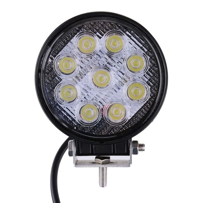 Allextreme EX4RNF1 9 LED Round Fog Light 4 Inch Waterproof Flood Lamp with Mounting Brackets for Motorcycle and Cars (27W, White Light, 1 PC)