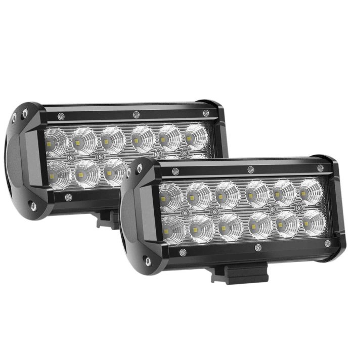 Allextreme EX12F7W2 12 LED Fog Light Bar 7.5 Inch Waterproof Worklight for Bikes Motorcycles and Cars (36W, White Light, 2 PCS)