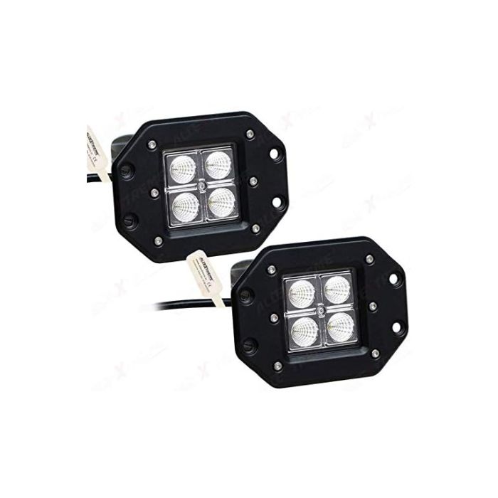 AllExtreme EX6CFL2 Dually Flush Mount 4D Optic Projector Lens CREE LED Fog Light for Truck Jeep Tractors (18W, White Light, 2 PCS)
